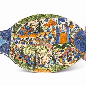 Mexican Folk Art Fish Decorative Platter - Signed Jesús Román Xalitla Guerrero